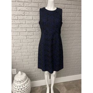 Lands' End Women Blue with Black Lace Overlay Sheath Dress Size 10